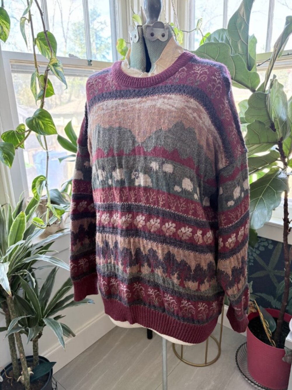Vintage Concept Knitwear British Fair Isle Sheep Sweater XL